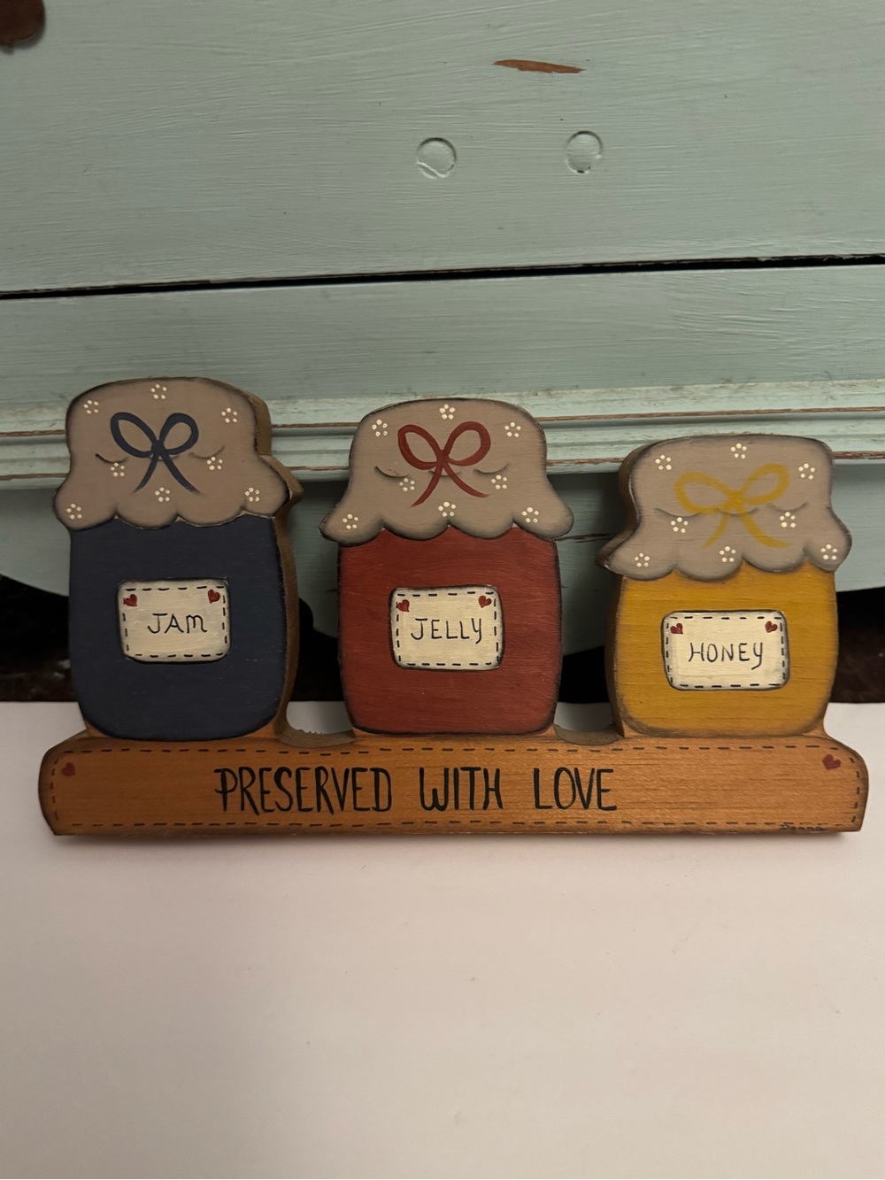 Rustic Country Jam Jelly Honey Jar Wooden Decor Vintage Cottagecore Farmhouse